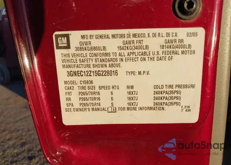 2005 Chevrolet Avalanche 1500 Ls from USA, damaged, VIN 3GNEC12Z15G228016